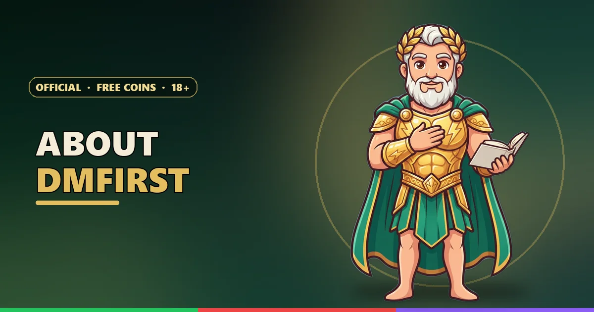 Zeus mascot holding an open book for the About DMFirst page